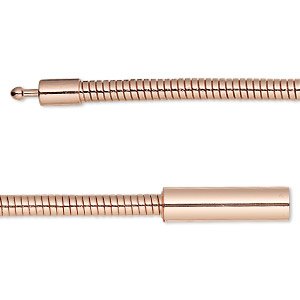 Chain, copper-plated brass, 3mm omega, 20 inches with pop-style clasp. Sold individually.