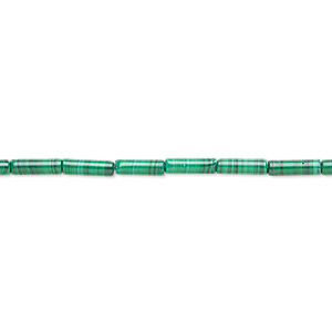 Bead, malachite (natural), 8x2.5mm round tube, B grade, Mohs hardness 3-1/2 to 4. Sold per 8-inch strand, approximately 25 beads.