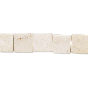 Bead, riverstone (natural / dyed), light brown, 9x9mm-10x10mm flat square, C grade, Mohs hardness 3-1/2. Sold per 15&quot; to 16&quot; strand.