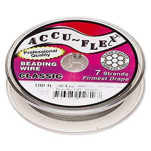Beading wire, Accu-Flex&reg;, nylon and stainless steel, clear, 7 strand, 0.0095-inch diameter. Sold per 100-foot spool.