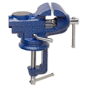 Table vise, steel and iron, dark blue, 8x7 inches with swivel base, maximum jaw opening 60mm. Sold individually.