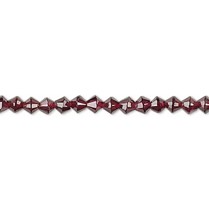 Bead, garnet (natural), 4mm faceted bicone, B grade, Mohs hardness 7 to 7-1/2. Sold per 16-inch strand.