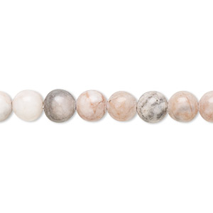 Bead, desert pink marble (natural), 5-6mm round, B grade, Mohs hardness 3. Sold per 15-1/2&quot; to 16&quot; strand.