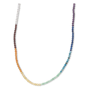 Bead, multi-gemstone (natural / dyed / heated), chakra, 4mm round, B- grade. Sold per 15-1/2&quot; to 16&quot; strand.
