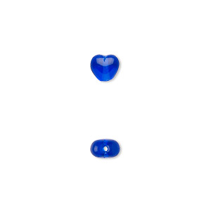 Bead, Czech pressed glass, cobalt, 6.5x6mm heart. Sold per 15-1/2&quot; to 16&quot; strand, approximately 65 beads.