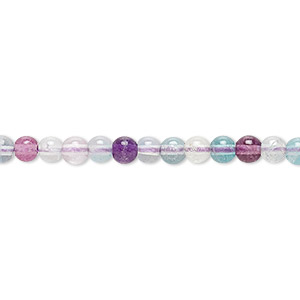 Bead, rainbow fluorite (natural), 4mm round, B grade, Mohs hardness 4. Sold per 15-1/2&quot; to 16&quot; strand.