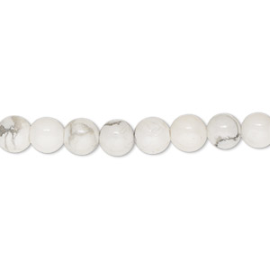 Bead, white howlite (natural), 6mm round, B grade, Mohs hardness 3 to 3-1/2. Sold per 15-1/2&quot; to 16&quot; strand.