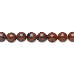 Bead, mahogany obsidian (natural), 6mm round, B grade, Mohs hardness 5 to 5-1/2. Sold per 15-1/2&quot; to 16&quot; strand.