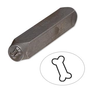 Stamp punch, tempered chrome vanadium steel, 5.5x3mm dog bone, 2-3/4 x 3/8 inches. Sold individually.