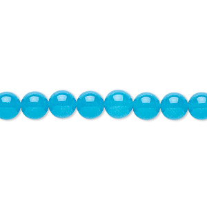 Bead, Malaysia &quot;jade&quot; (quartz) (dyed), turquoise blue, 6mm round, B grade, Mohs hardness 7. Sold per 15-1/2&quot; to 16&quot; strand.