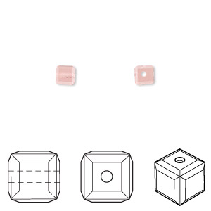 Bead, Crystal Passions&reg;, light peach, 4mm faceted cube (5601). Sold per pkg of 12.