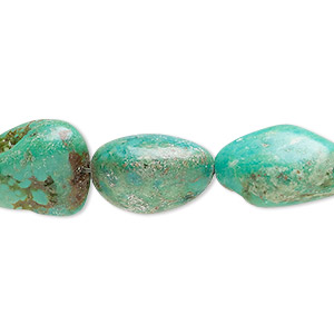 Bead, turquoise (dyed / stabilized), small to large flat nugget, Mohs hardness 5 to 6. Sold per 15-1/2&quot; to 16&quot; strand.