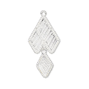 Focal, silver-plated brass, 30.5x16mm with (4) 10x6mm rhombus settings. Sold individually.