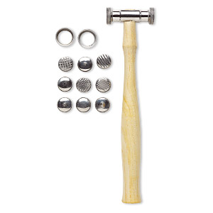 Texture Hammer, EUROTOOLÂ®, Wood Steel, 9-1/2 Inches (9) 17mm Interchangeable Faces. Sold Per 10-piece Set