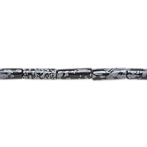 Bead, snowflake obsidian (natural), 13x4mm round tube, B grade, Mohs hardness 5 to 5-1/2. Sold per 15-1/2&quot; to 16&quot; strand.
