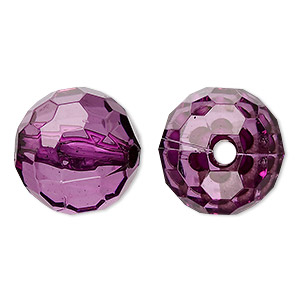 Bead, acrylic, purple, 20mm faceted round. Sold per 100-gram pkg, approximately 20 beads.