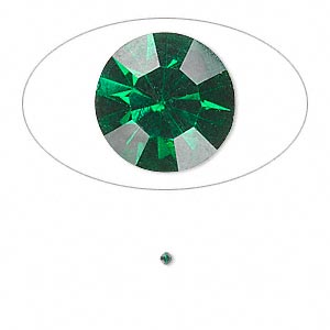Chaton, glass rhinestone, emerald green, foil back, 1.5-1.6mm faceted round, PP9. Sold per pkg of 72.