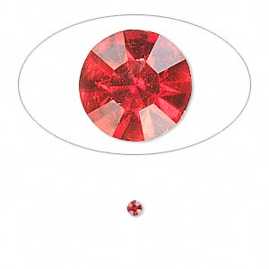 Chaton, glass rhinestone, light Siam, foil back, 2.4-2.5mm faceted round, PP18. Sold per pkg of 72.
