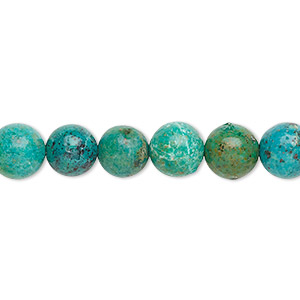 Bead, turquoise (dyed / stabilized), 8mm round, B grade, Mohs hardness 5 to 6. Sold per 15-1/2&quot; to 16&quot; strand.