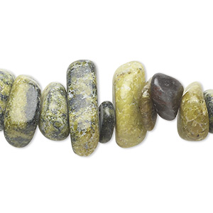 Bead, yellow &quot;turquoise&quot; (serpentine and quartz) (natural), large chip, Mohs hardness 2-1/2 to 6. Sold per 15-1/2&quot; to 16&quot; strand.