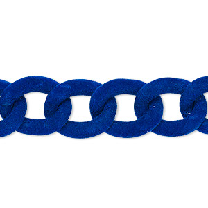 Chain, aluminum, flocked cobalt, 13mm curb. Sold per pkg of 24 inches.