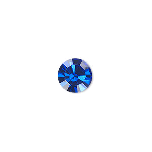 Chaton, glass rhinestone, sapphire blue, foil back, 9.9-10.2mm faceted round, SS45. Sold per pkg of 4.