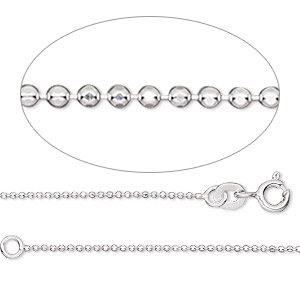 Chain, Gossamer&#153;, sterling silver, 1mm faceted ball, 7 inches with springring clasp. Sold individually.