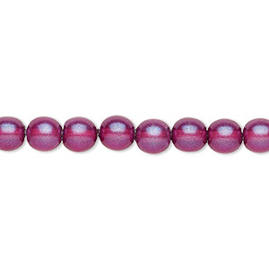 Bead, Czech pressed glass, pearlized purple, 6mm round. Sold per 15-1/2&quot; to 16&quot; strand, approximately 65 beads.