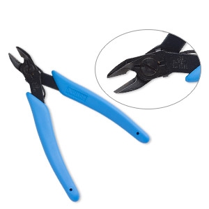 Pliers, Xuron&reg;, #9200F, flush-cutter, steel and rubber, black and blue, 5 inches with retaining clip. Sold individually.