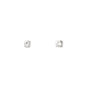 Bead, Hill Tribes, antiqued fine silver, 3mm flattened cube with dot design. Sold per pkg of 16.