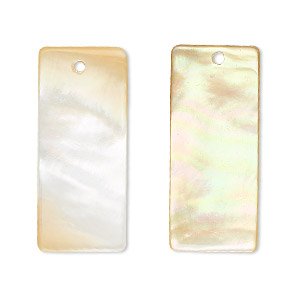 Focal, gold lip shell (natural), 30x13mm rectangle, Mohs hardness 3-1/2. Sold per pkg of 2.