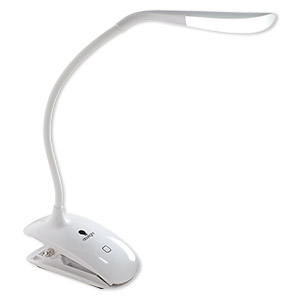 Lamp, Daylight&#153;, plastic / steel / glass, white, 5 x 2-1/4 inch clip-on base, adjusts from 5 to 15  inches. Sold individually.