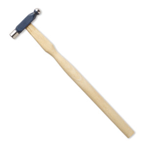 Ball peen hammer, steel and wood, 2-inch head and 9.5mm ball head, 9 inches. Sold individually.