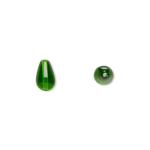 Bead, Czech pressed glass, emerald green, 9.5x6mm teardrop. Sold per 15-1/2&quot; to 16&quot; strand, approximately 40 beads.