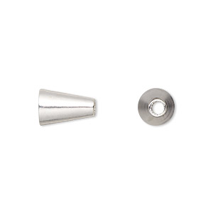 Bead, sterling silver, 11x8mm smooth cone, 2.5mm inside diameter. Sold per pkg of 6.