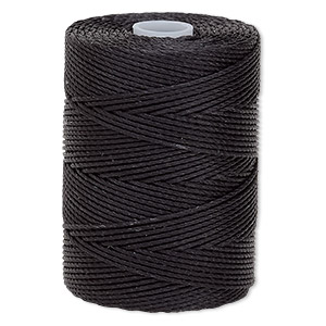 Thread, C-Lon&reg;, nylon, black, 0.5mm diameter. Sold per 92-yard spool.