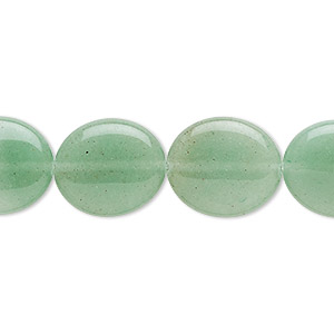Bead, green aventurine (natural), light to medium, 16x14mm flat oval, B grade, Mohs hardness 7. Sold per 15-1/2&quot; to 16&quot; strand.