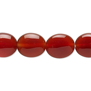 Bead, carnelian (dyed / heated), 14x12mm flat oval, B grade, Mohs hardness 6-1/2 to 7. Sold per 15-1/2&quot; to 16&quot; strand.
