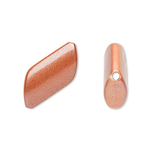 Bead, acrylic, pearlized orange, 36x21mm trapezoid round. Sold per pkg of 40.
