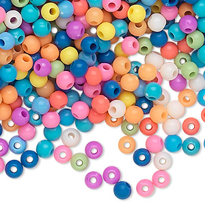 Bead, acrylic, opaque summer colors, 4mm round. Sold per pkg of 3,744.