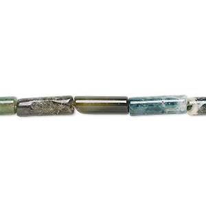 Bead, moss agate (natural), 13x4mm round tube, B grade, Mohs hardness 6-1/2 to 7. Sold per 15-1/2&quot; to 16&quot; strand.
