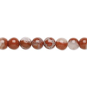 Bead, red flake jasper (natural), 6mm round, B grade, Mohs hardness 6-1/2 to 7. Sold per 15-1/2&quot; to 16&quot; strand.