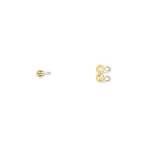 Bead tip, gold-plated brass, 4x2.5mm side clamp-on with closed loop. Sold per pkg of 100.
