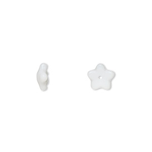 Bead cap, Czech pressed glass, opaque white, 8x3mm flower fits 6-8mm bead. Sold per pkg of 50.