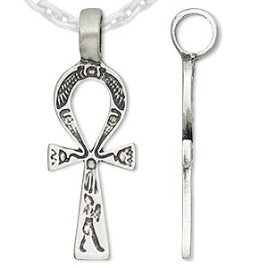 Pendant, antique pewter (tin-based alloy), 48x17mm ankh. Sold individually.