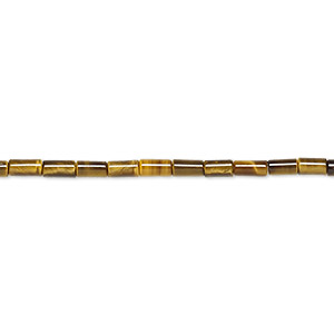 Bead, tigereye (natural), 4x2mm tube, B grade, Mohs hardness 7. Sold per 15-1/2&quot; to 16&quot; strand.