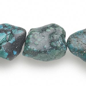 Bead, turquoise (dyed / stabilized), medium to large flat nugget, Mohs hardness 5 to 6. Sold per 15-inch strand.