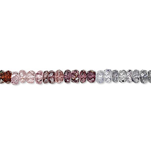 Bead, multi-spinel (natural), 3x1mm-4x2mm hand-cut faceted rondelle, B grade, Mohs hardness 8. Sold per 15-1/2&quot; to 16&quot; strand.
