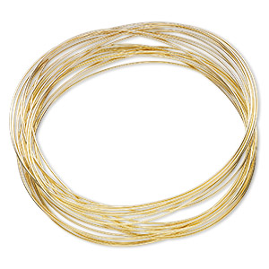 Memory wire, Beadalon&reg;, gold-plated carbon steel, 2-1/2 x 1-3/4 inch oval bracelet, 0.6-0.75mm thick. Sold per 0.35-ounce pkg, approximately 23 loops.