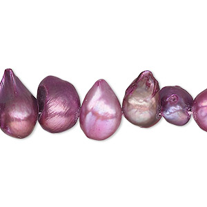 Pearl, cultured freshwater (dyed), elderberry, 12x8mm-21x11mm top-drilled baroque, D grade, Mohs hardness 2-1/2 to 4. Sold per 15&quot; to 16&quot; strand.